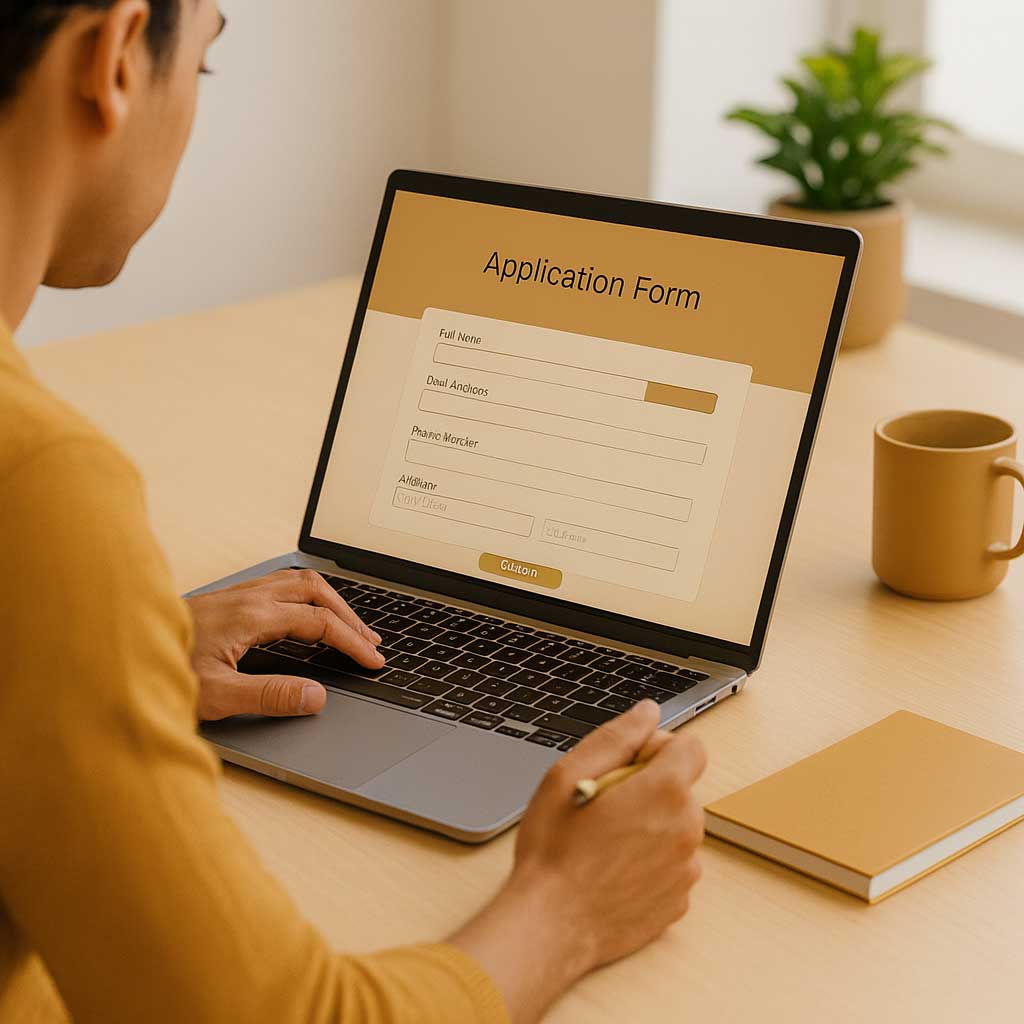 Completing an online application